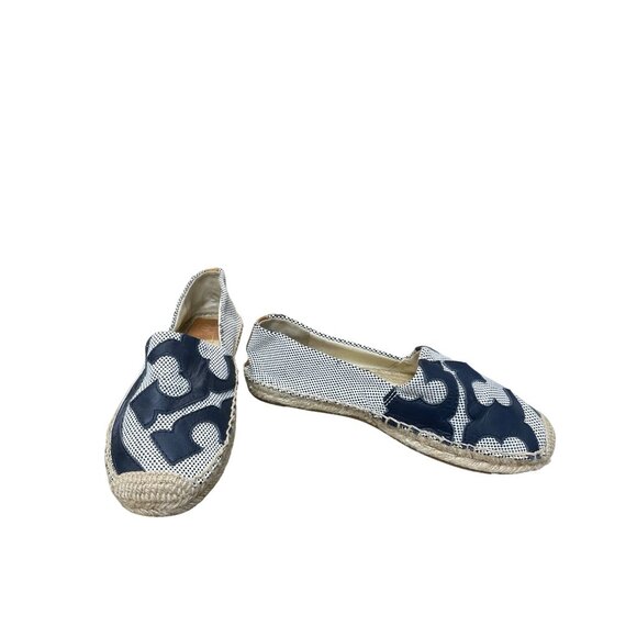 Tory Burch Womens Black white checkered espadrille flats shoes size 7M SKU 9353 - Picture 2 of 14